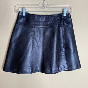 michael hoban north beach leather a-line mini skirt
